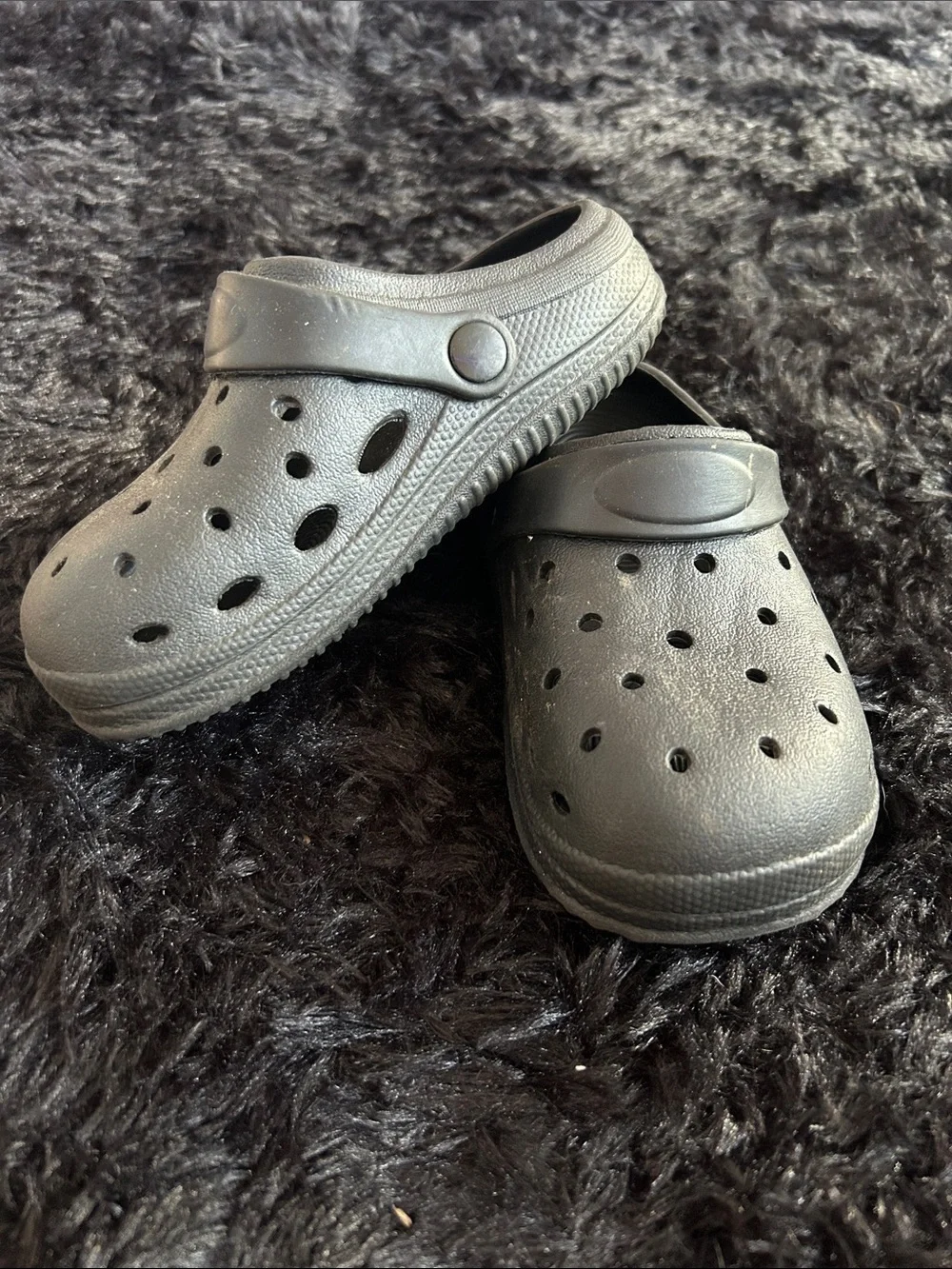 Kids Black Foam Clog Sandals with Heel Strap